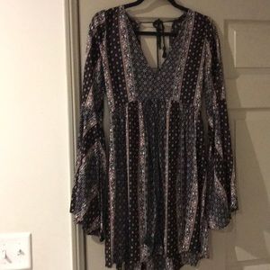 Boho, bell sleeved printed dress